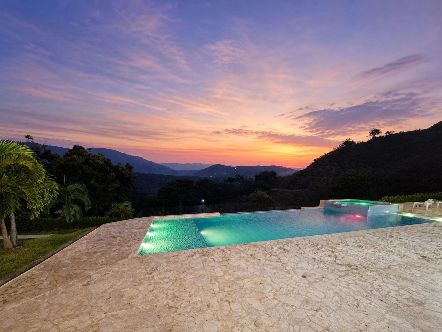 airbnb pool subtle sunset